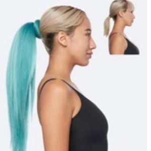 synthetic aqua colored ponytail extension